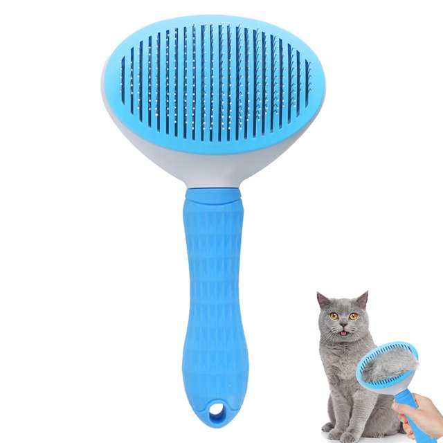 Cepillo para gatos para muda y aseo, cepillo autolimpiante para mascotas