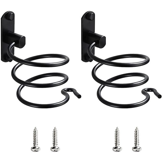 2 Piece Hair Dryer Holder Black Spiral Hair Dryer Holder Hair Dryer Wall Mounted