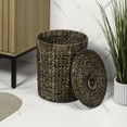thumbnail image 5 of happimess Nora Coastal Bohemian Handwoven Water Hyacinth 5.7-Gallon Tapered Round Wicker Waste Basket with Lid, Brown (Set of 2), 5 of 6