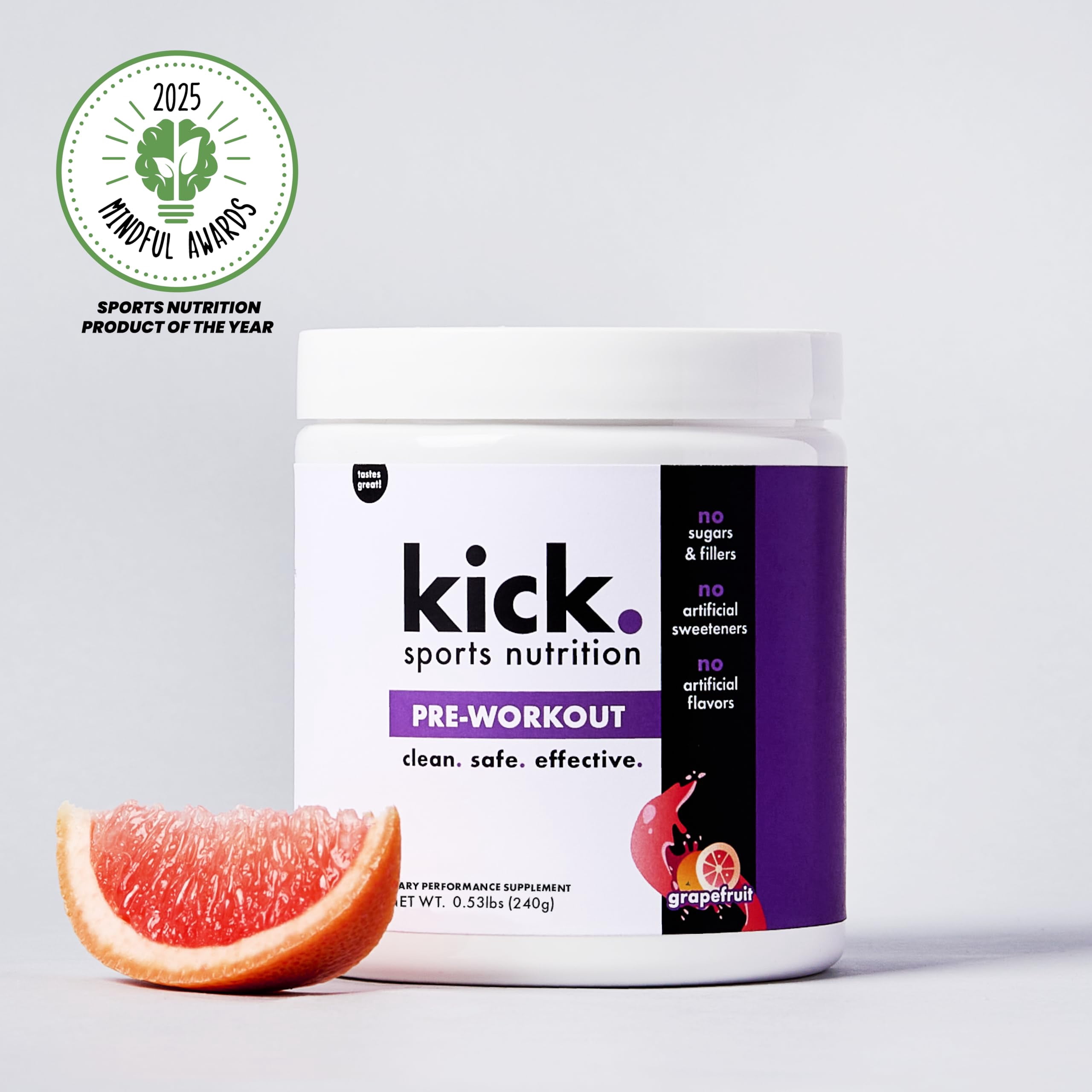 Kick Pre Workout Powder, Grapefruit Flavor