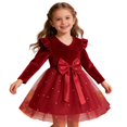 thumbnail image 3 of MIASHUI Robe Étoile Scintillante Manches Longues Robe de Soirée pour Filles Élégante Automne Tenue Formelle Robe de Jeunesse Rouge, 4-5 Ans, 3 of 9