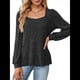 thumbnail image 2 of Blusa de Punto Acanalada de Larga para Mujer, Holgada, Suave, , con Cuello Cuadrado, Informal, Tipo Suéter. Negro L, 2 of 10