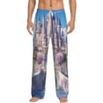thumbnail image 2 of Lsque Majestic Fantasy Castle Print Men's Pajama Pants, Lounge Pant - Comfortable Home Wear,Elastic Waistband, Stylish Design-XX-Large, 2 of 9