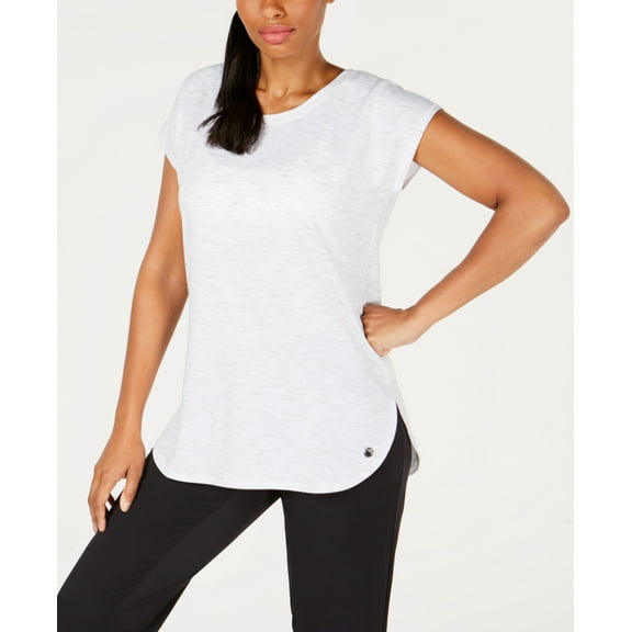 Ideology Womens Essential Space-Dyed Lace-Up Back T-Shirt,Bright White,XS