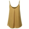 thumbnail image 3 of A2Y Women's Relaxed Fit Wool Dobby Woven Double Layer Spaghetti Cami Pleated Top Light Mustard L, 3 of 6