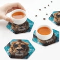 thumbnail image 7 of Pofeuu Hawaiian Swimming Lion Print Leather Coasters Set of 6, Round Cups Mugs Mat Pad for Home Kitchen Heat Resistant Drink Coasters,Hexagon, 7 of 7