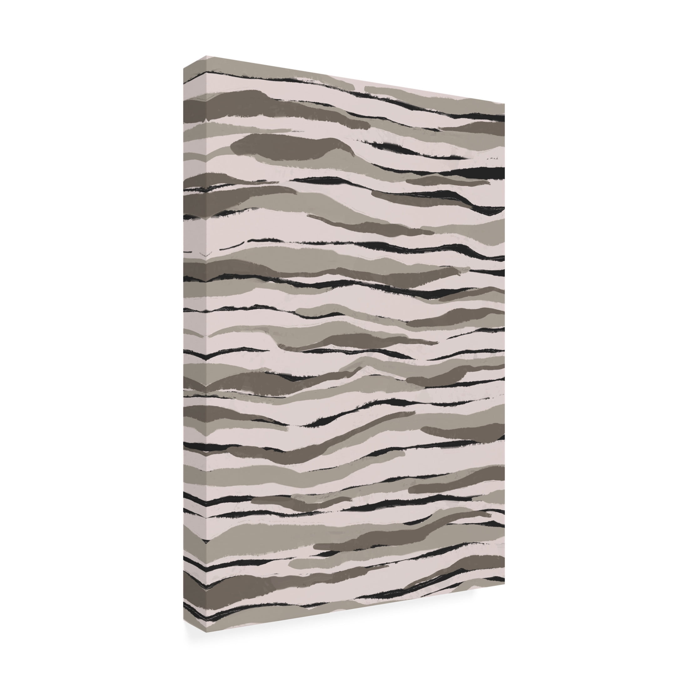 Canvas Wall Art - Treechild 'Grey And Beige Waves' Wall Art for Living Room, Bedroom, or Office D?cor by Trademark Fine Art - 16 x 24 Inches