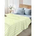 thumbnail image 5 of Full Flat Sheet 81"x96", Yellow White Stripe Soft Lightweight Bedding Flat Sheets Only, Modern Minimalist Geometric Striped Brushed Microfiber Top Bed Sheet, Breathable StainResistant Bedsheets, 5 of 9
