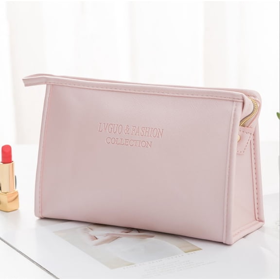 Makeup Bag - Square Design - Pink - Makeup Bag Large Deep Handbag Traveling Cosmetic Organizer for Women and Girls, Make up Travel Bags, 1 Makeup Bag, Easter, Wedding