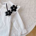thumbnail image 4 of Qarigey Conjuntos de ropa de 2 piezas para niña, camisa blanca con estampado de manga larga de otoño, ropa superior, pantalones conjuntos de ropa Blanco 140cm, 4 of 6