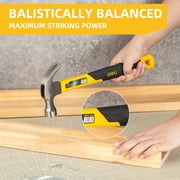 Deli 16-Ounce Claw Hammer with Fiberglass Handle, with Smooth Face & Shock Reduction Grip,Basic Hand Tool for DIY and Woodworking