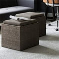 thumbnail image 2 of SIMPLIHOME Ottomane de Rangement Carrée en Cube de 17 Pouces de Large en Bois de Roche avec Plateau en Tissu Tweed Brun Vison, Repose-Pieds Tabouret, Table Basse pour le Salon, la Chambre et la Chambre d'Enfant, Contemporain, 2 of 2