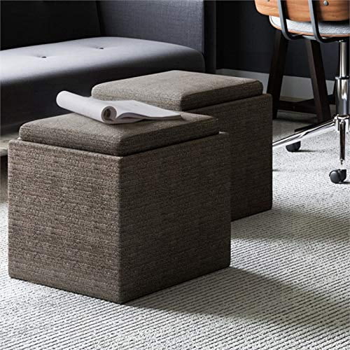 SIMPLIHOME Rockwood 17 inch Wide Square Cube Storage Ottoman with