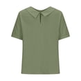 thumbnail image 5 of Cardigan Sweaters For Women Summer Solid Color Top, Cotton And Linen Short Sleeve Lapel Casual Flax Blouse 1pc , Green L, Size S-3XL, 5 of 9