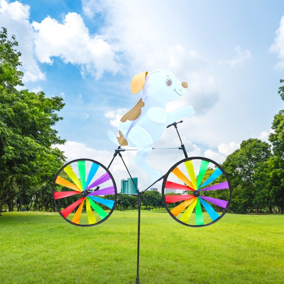 Plastic+Cloth Garden Windmill Toy, Bicycle Lawn Wind Decoration for Outdoor Party Courtyard, Assembleable