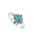 thumbnail image 4 of CHOOSE YOUR COLOR Blue Simulated Opal Cross Oxidized Ring .925 Sterling Silver Band CZ Female Size 9, 4 of 4
