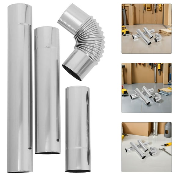 UPOUART 4Pcs Stainless Steel Round Pipe Pellet Stove Kit Smooth Inner Wall High Temperature Evacuation