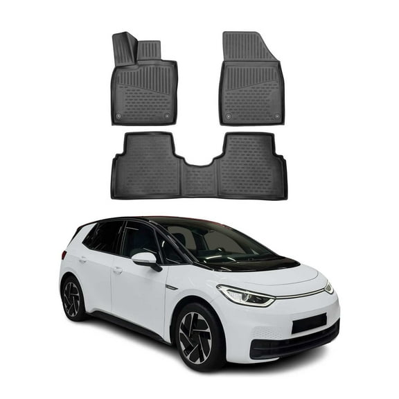 OMAC Floor Mats Liner for VW ID.3 2020-2024 Black TPE All-Weather 3 Pcs