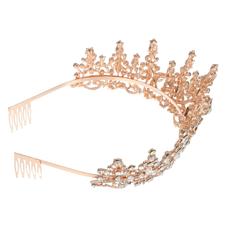 Unique Bargains 1 Pcs Rose Gold Tone Crystal Tiara Crowns  display picture 3