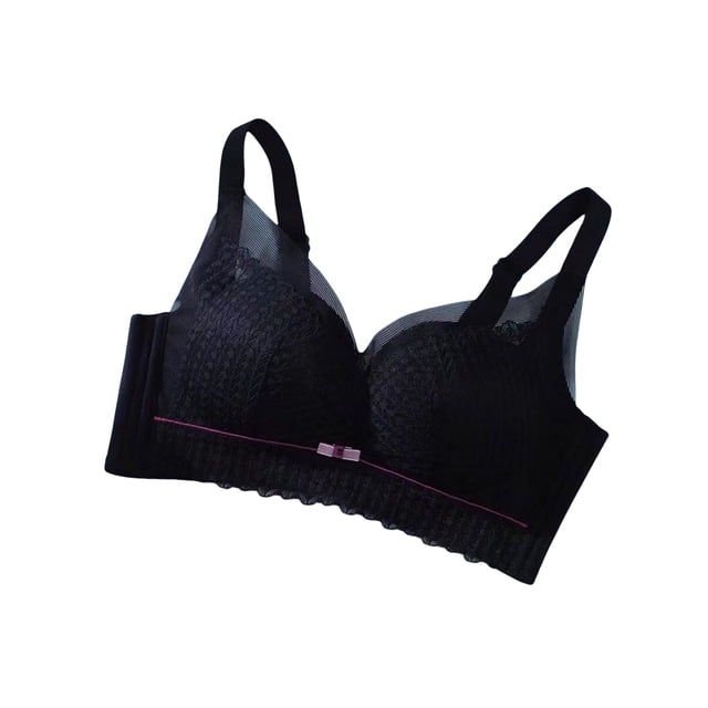 Sujetadores de encaje de moda Qarigey para mujer lencería Bralette cómoda sin costuras Negro 34/75A