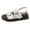 White, variant on Women's Summer Buckle Slide Sandals, Casual Solid Color Denim Cloth Open Toe Comfort Flats for Vacation & Street Style, 1Pair, 36-42