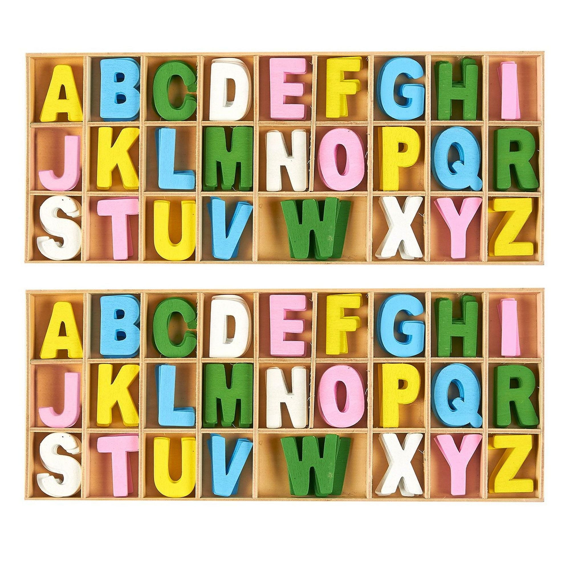 Wooden Letters - 260-Piece Wooden Craft Letters with Storage Tray Set