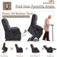 thumbnail image 5 of EPICOZY Large Power Lift Recliner Chair for Elderly Big Tall Man, Overstuffed Heated Massage Wide Electric Recliners with Extended Footrest, 2 Remote Controls, Side Packets & USB Ports, Fabric Grey, 5 of 7