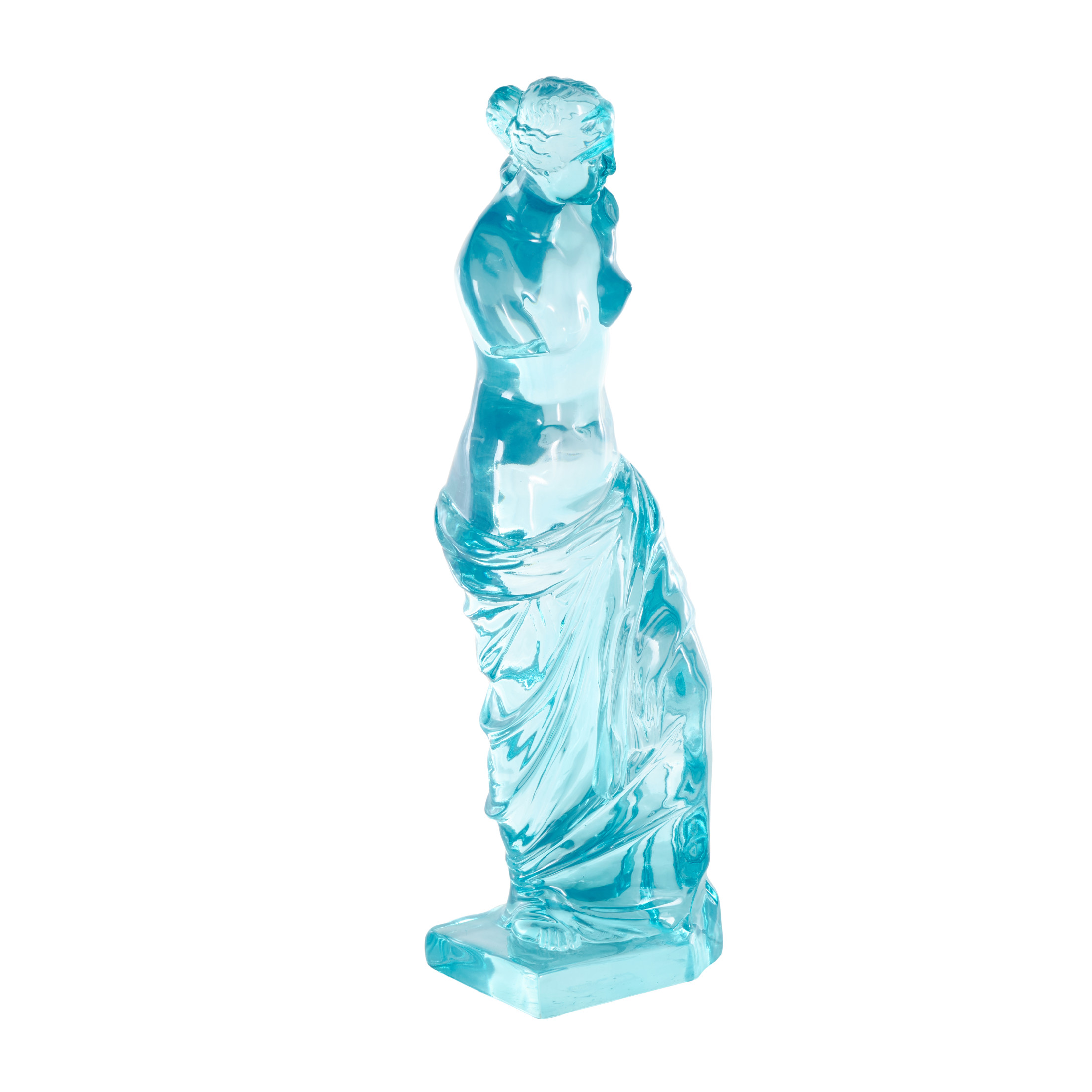 6" x 18" Light Blue Resin Tinted Woman Sculpture, by DecMode
