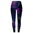 thumbnail image 2 of LIIPEE Women Leggings Casual Elastic High Waist Slim Fit Ankle Length Leggings Carnival Galaxy Starry Printed Yoga Pants Running Fashion Comfortable Soft Breathable Leggings,Purple,S, 2 of 5