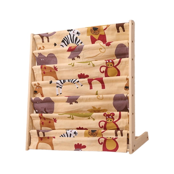 Estantería infantil de madera para guardar libros ilustrados, resistente y sólida. 60x30x80CM Animales