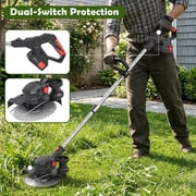 Electric Cordless Weed-Eater, 4.0Ah Cordless Weed Wacker String Trimmer, 24V Grass Trimmer with 2 Battery, Charger Included