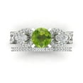thumbnail image 2 of Clara Pucci 18K White Gold 1.925 Natural Peridot Engraveable Engagement Ring + Wedding Band Set, 2 of 7