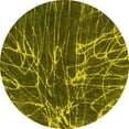 thumbnail image 1 of Ahgly Company Machine Washable Indoor Round Abstract Yellow Modern Area Rugs, 4' Round, 1 of 4