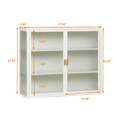 thumbnail image 4 of Tcbosik 3-Tier Wall Mounted Storage Cabinet with 2 Glass Doors for Entryway Living Room Bathroom Dining Room, 27.56"L x 9.06"W x 23.62"H, White, 4 of 11