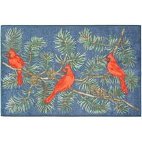 30 x 46 in. Cozy Cabin Cardinal Printed Nylon Kitchen Mat & Rug, Blue