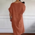 thumbnail image 4 of Liquidation d'Été 2025! Robe Grande Taille pour Femmes, Liquidation d'Été pour Femmes, Mode Robe d'Été Décontractée à Col en V Manches Courtes Unie pour la Plage, 4 of 5