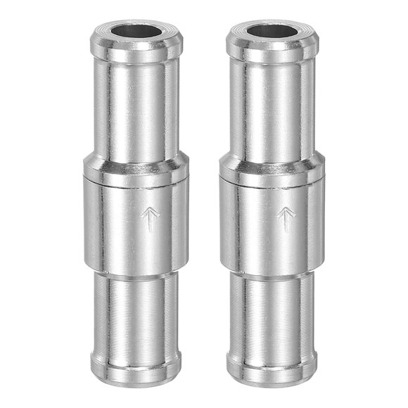 2 Pack 12mm (1/2") Fuel Check Valve, Non-Return One Way Hose Check Valve, Aluminum Alloy Control Accessories for Petrol, Diesel, Gas, Oil, Air, Water, Silver