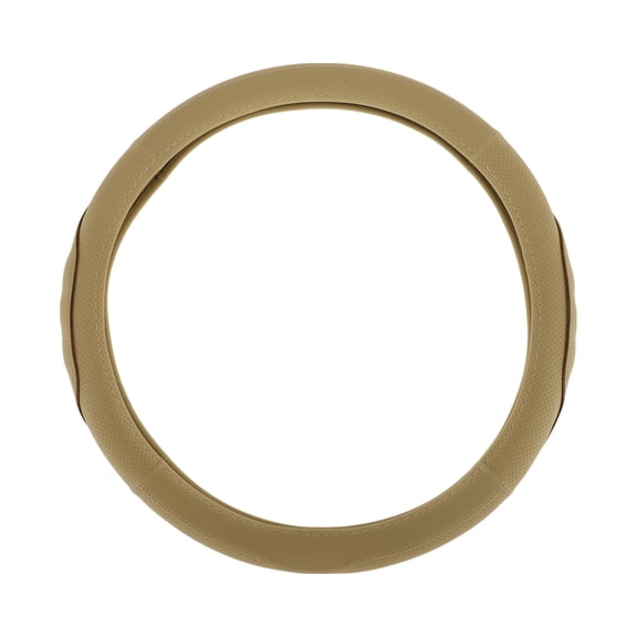 Unique Bargains PU Steering Wheel Cover Rubber Car Steering Wheel Protector 14.96" Beige 1 Pc