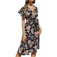 thumbnail image 1 of QIPOPIQ Robes Midi pour Femmes à Étages à Manches Courtes Robes Décontractées Tendance Robe Bandage d'Été Robe Aguichant à Imprimé Floral Offres 2023, 1 of 4