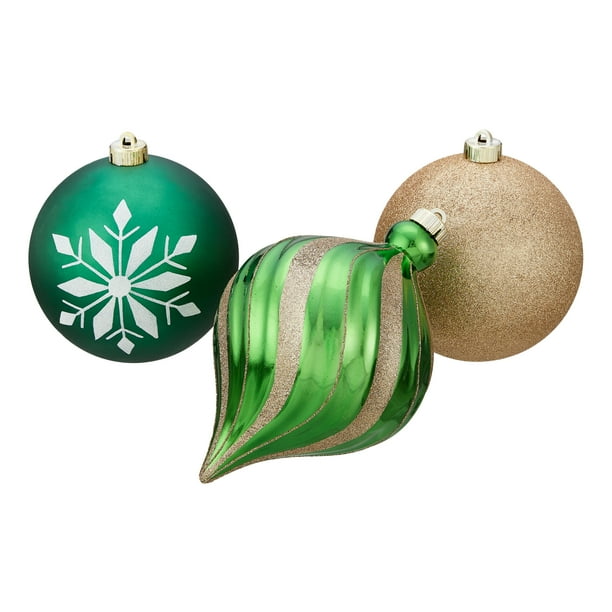 Holiday Time Shatterproof Christmas Tree Ornaments, 6 Count, Multiple