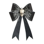 LED Skull Bow Halloween Door Hanger