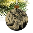 thumbnail image 2 of Black and White Tiger with Blue Green Eyes Wood Christmas Tree Holiday Ornament, 2 of 4