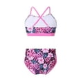 thumbnail image 4 of inlzdz Girls Tropical Print Bikini Set  Two Piece Swimsuits Summer Water Sport Swimwear Bathing Suits Gardenia Rose 14, 4 of 7