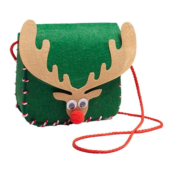 Lovely DIY Shoulder Bag Making Materials, Crafts Supplies Hecho a mano de Navidad Pre perforado Monedero Tejer Pequeñas herramientas completas para alce verde Fernando Material para hacer bolsas de bricolaje