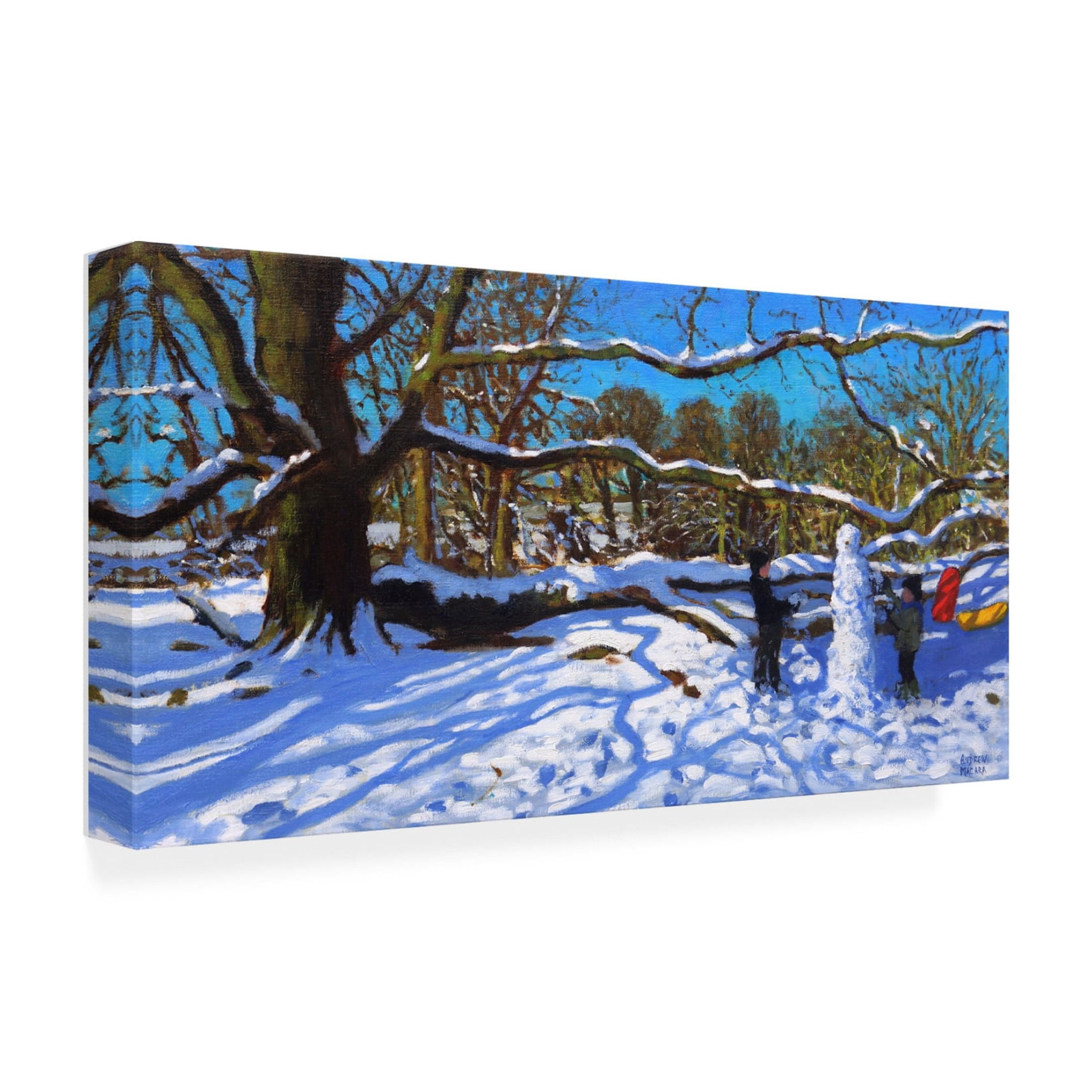 Andrew Macara 'The Snowman, Calke Abbey, Ticknall, Derby, 2022' Canvas Art - 32 x 16 Inches