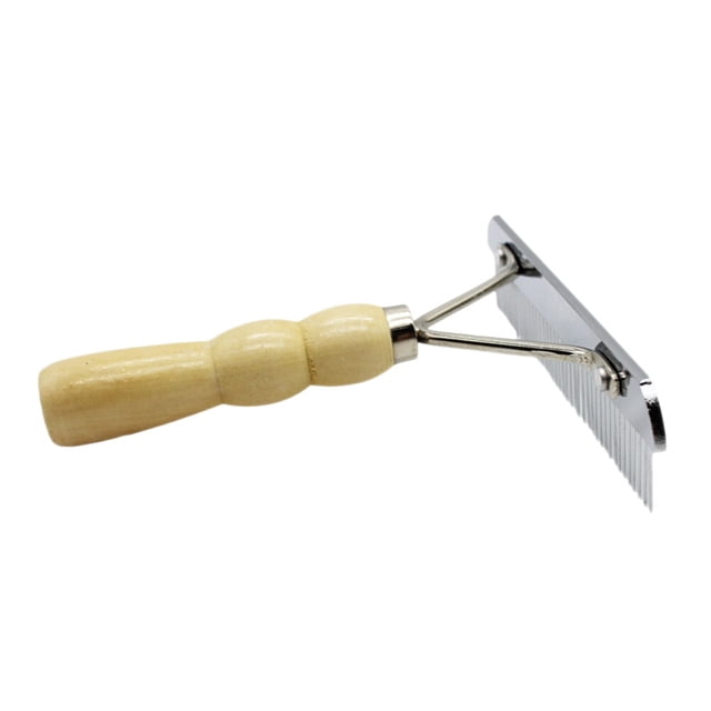 Cepillo para perros y gatos con mango de madera, peine de acero inoxidable de una sola fila para perros, cachorros y gatos.