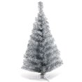 thumbnail image 1 of Costway 3FT Silver Tinsel Christmas Tree Unlit Artificial with Plastic Stand Home Decor, 1 of 8