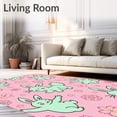 thumbnail image 2 of ODIKA 3'x5' Machine Washable Non-Slip Area Rug, Fuzzy Woodland Friend Charming Lagomorph High Traffic Rug with Pad, Pink, 721081, 2 of 8