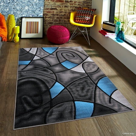 - Blue AllStar Modern. Contemporary Woven Area Rug. Drop-Stitch Weave Technique. Carved Effect. Vivid Pop Colors (5' x 6' 11