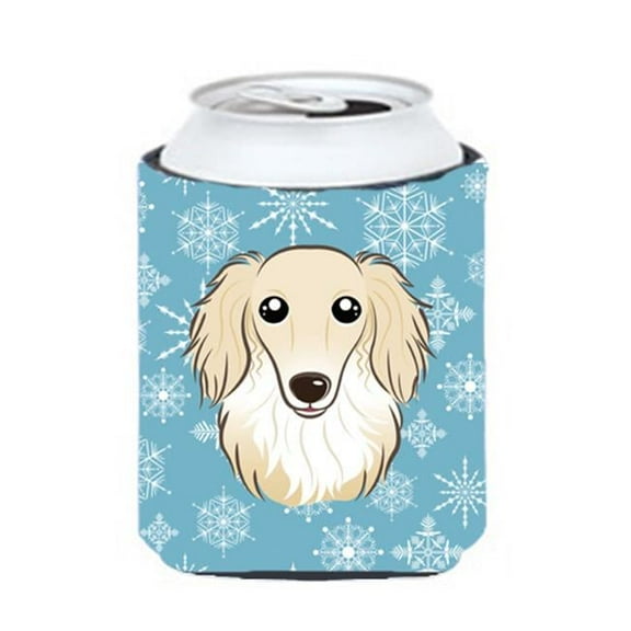 Snowflake Longhair Creme Dachshund Can & Bottle Hugger